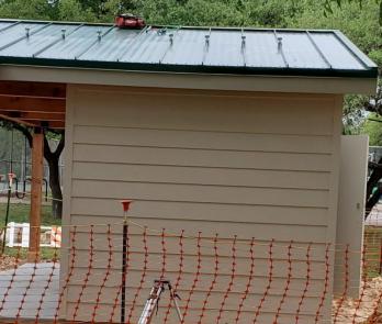 Off Grid Restroom roof clamps for solar