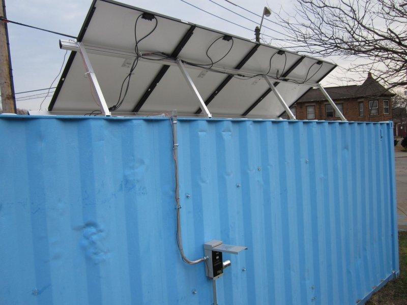 Shipping container multiple solar panels