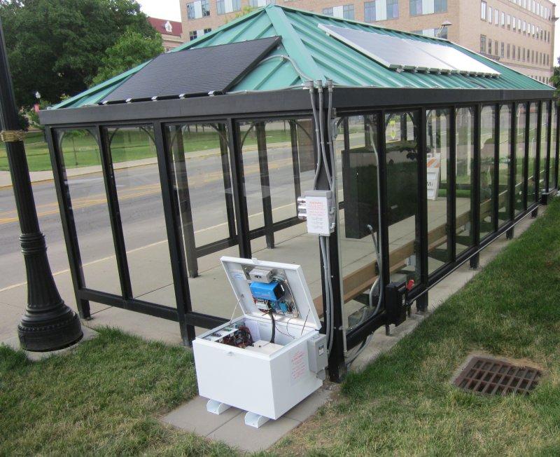 Solar powered bus stop